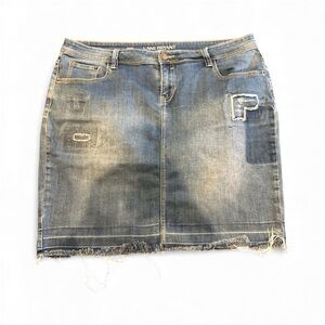 Lane Bryant Women's Distressed Denim Mini Skirt - Blue